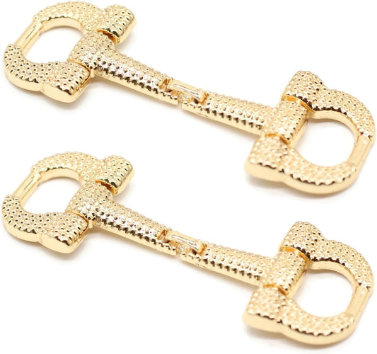 Metal Shoe Buckle - 2.75 Inch (70mm) - 2 Pcs - Gold Metal Shoe Buckle Shoelace Clips Metal Hinged Equestrian Buckles For Craft & Sewing Project BG0202