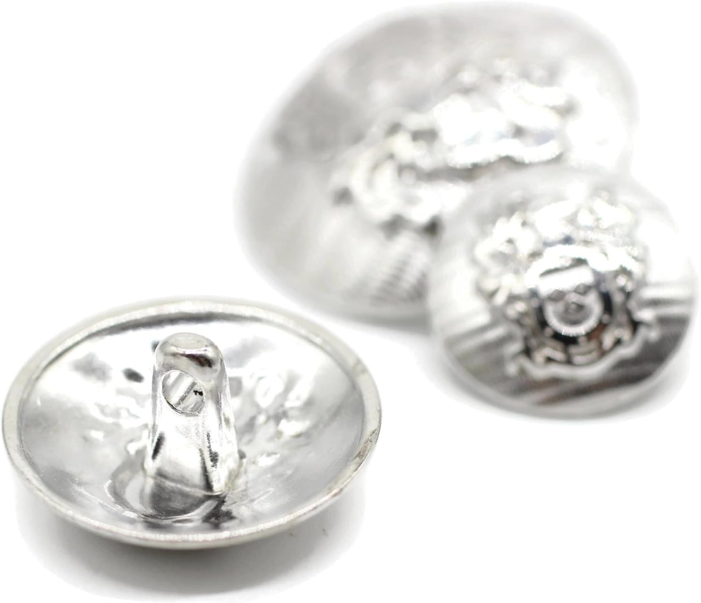 Silver Metal Shank Buttons - 12 Pcs - 3 Size Options - Luxury Knight of Kingdom Round Metal Shank Buttons for Men Women Blazer Coat Uniform Shirt Suit and Jacket Sewing Craft DIY N6801