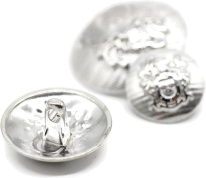 Silver Metal Shank Buttons - 12 Pcs - 3 Size Options - Luxury Knight of Kingdom Round Metal Shank Buttons for Men Women Blazer Coat Uniform Shirt Suit and Jacket Sewing Craft DIY N6801