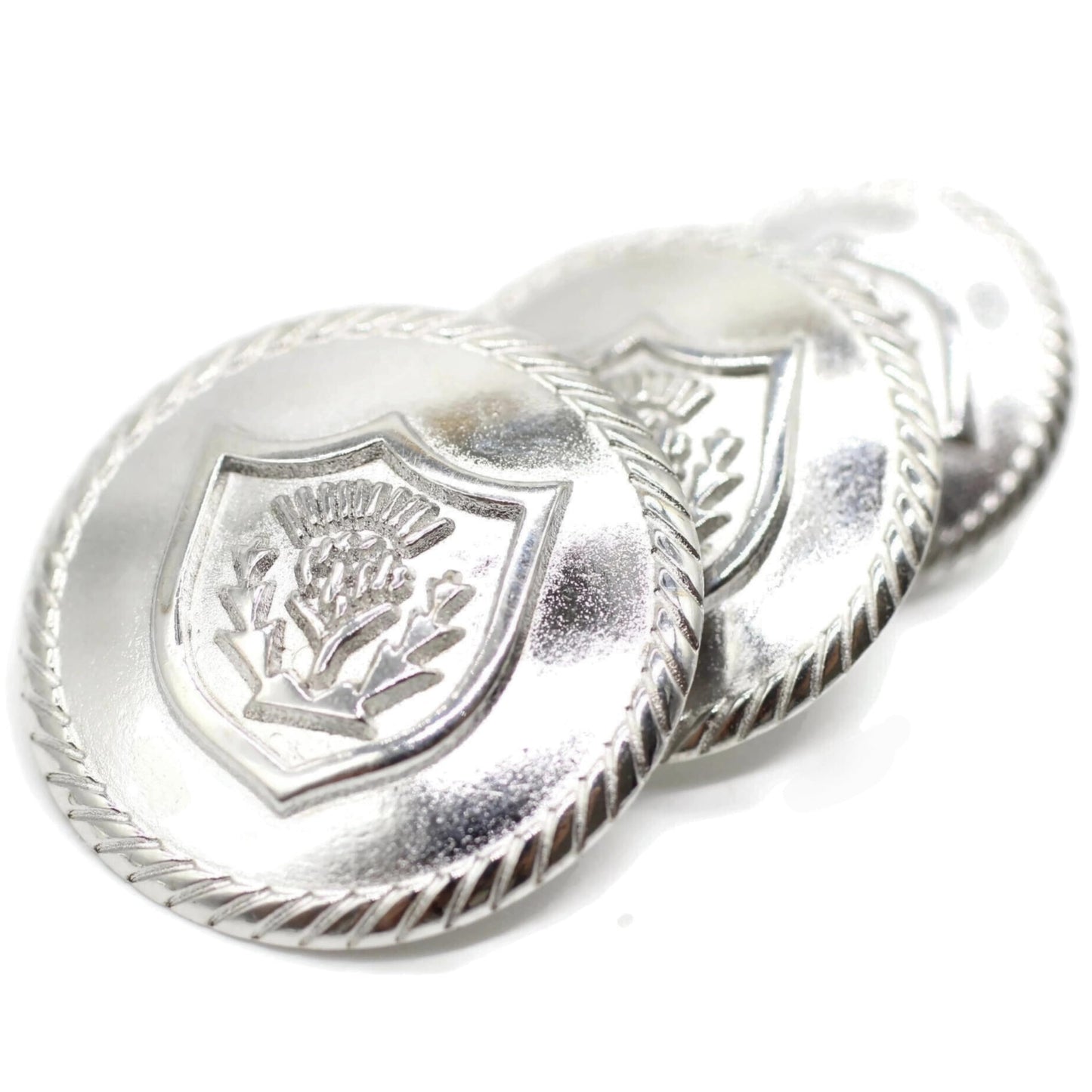 Silver Metal Shank Buttons - 12 Pcs - 3 Size Options - Floral Round Metal Shank Buttons for Men Women Blazer Coat Uniform Shirt Suit and Jacket Sewing Craft DIY N7801