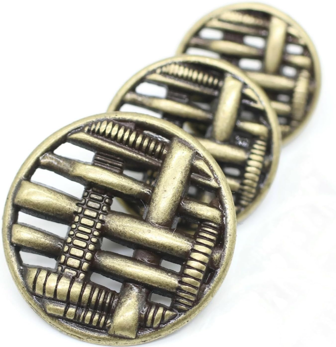 Bronze Metal Shank Buttons - 12 Pcs - 3 Size Options - Weave Round Metal Shank Buttons for Men Women Blazer Coat Uniform Shirt Suit and Jacket Sewing Craft DIY N17103