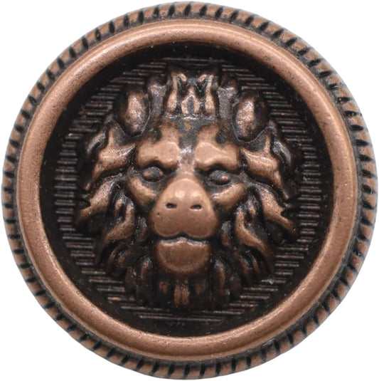 Antique Copper Metal Shank Buttons - 12 Pcs - 3 Size Options - Lion Round Metal Shank Buttons Vintage for Men Women Blazer Coat Uniform Shirt Suit and Jacket Sewing Craft DIY N21203