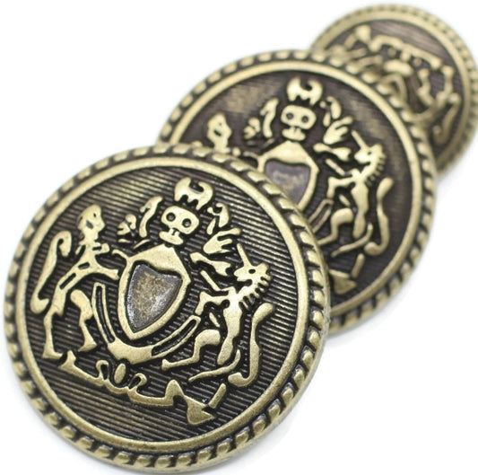 Bronze Metal Shank Buttons - 12 Pcs - 3 Size Options - Lion Round Metal Shank Buttons Vintage for Men Women Blazer Coat Uniform Shirt Suit and Jacket Sewing Craft DIY N16603