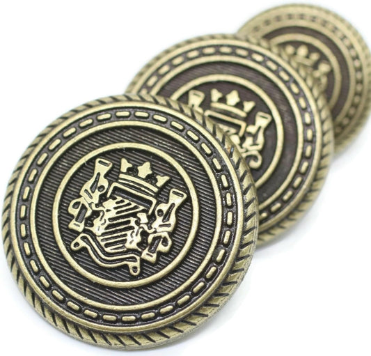 Bronze Metal Shank Buttons - 12 Pcs - 3 Size Options - Round Metal Shank Buttons Vintage for Men Women Blazer Coat Uniform Shirt Suit and Jacket Sewing Craft DIY N15102