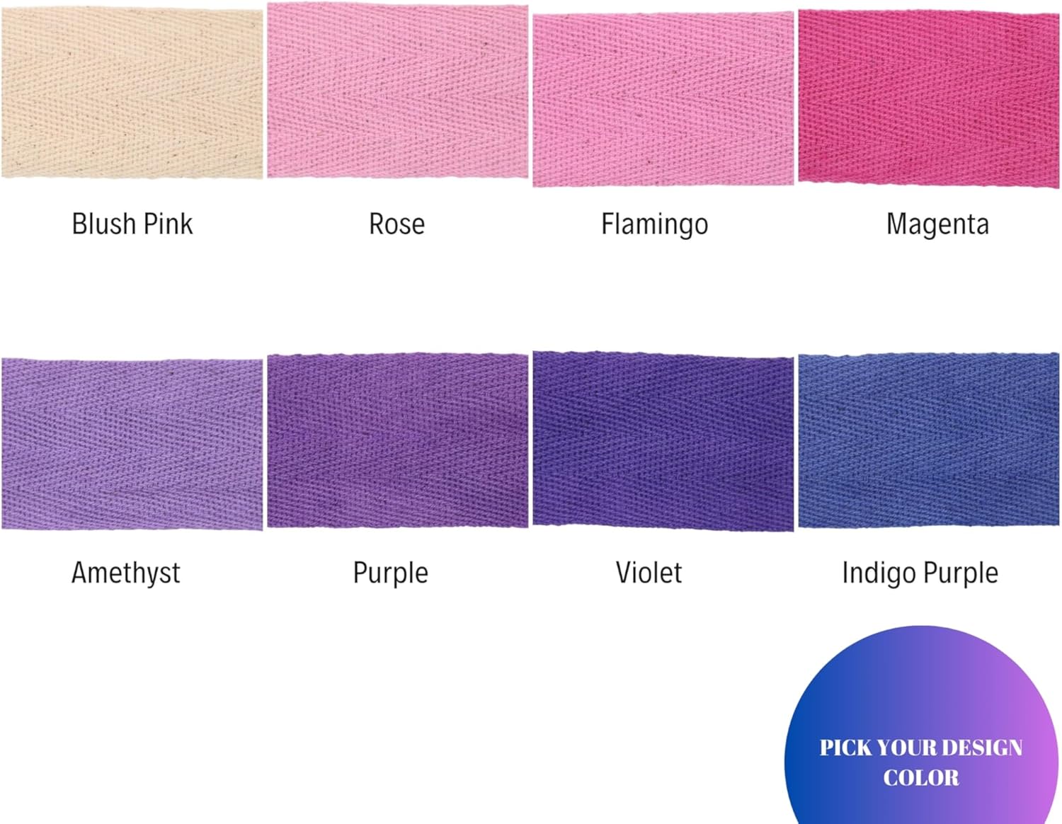 1'', 1.18'', 1.5'' & 2'' Cotton Twill Herringbone Tape - 10 Yards - 50+ Colors - 100% Natural Bias Binding Trim for Sewing, Wrapping, Craft, DIY 10202 (Flamingo)