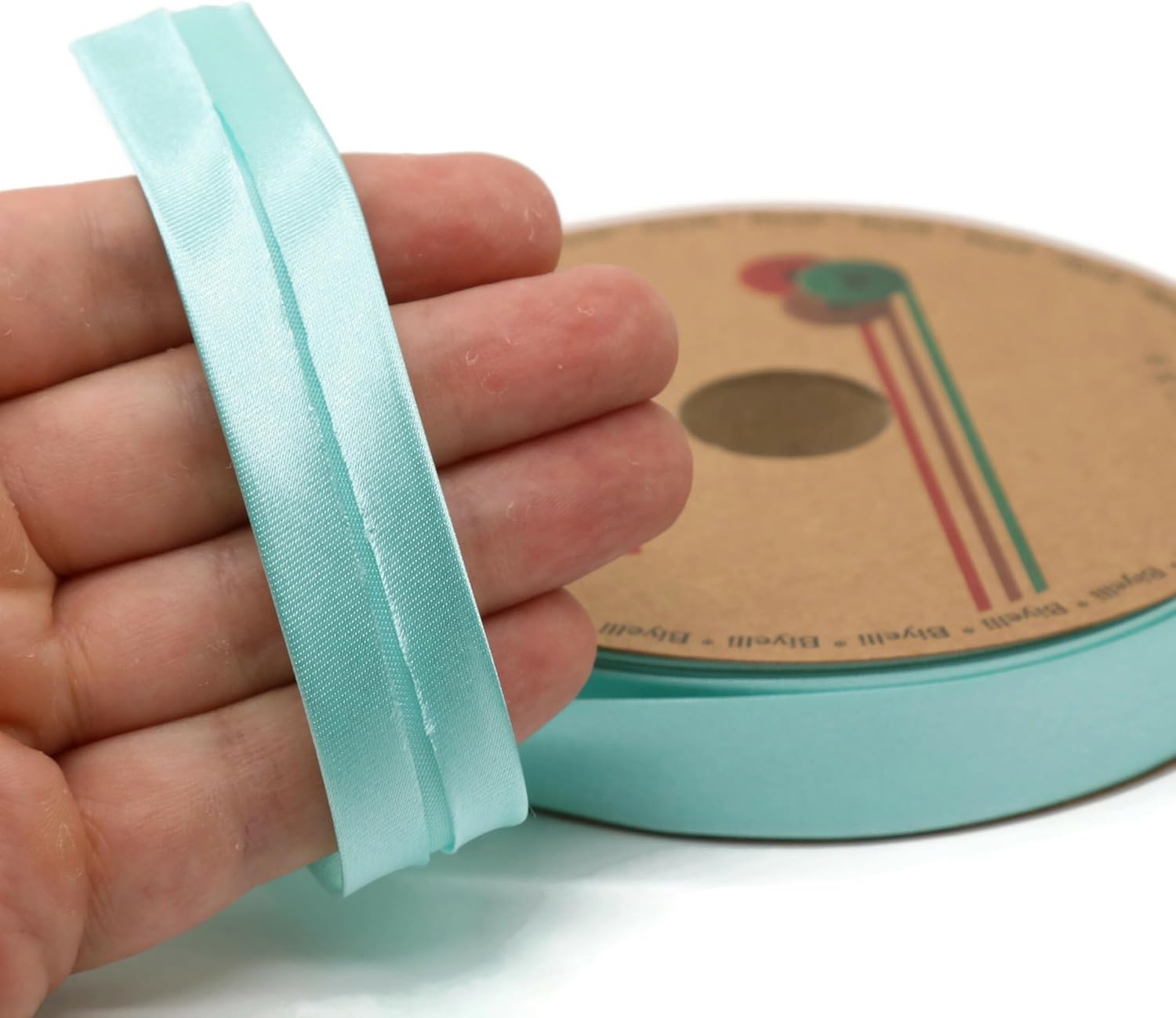 Fold Satin Bias Tape - 99+ Colors - 3/4 Inches Wide - 27 Yards - Fold Satin Binding Bias Ribbon Fabric Piping Bias Binding Tape for Sewing Clothing DIY (10. Mint Blue) BYS10