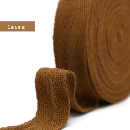 1" & 1.18" & 1.5'' & 2" Cotton Twill Tape - 10 Yards - 50+ Colors -%100 Natural Cotton 1 Inch 1.5 Inch 2 Inch Herringbone Bias Binding Cotton Tape Trim for Sewing Wrapping Craft DIY 10462 (Caramel)…