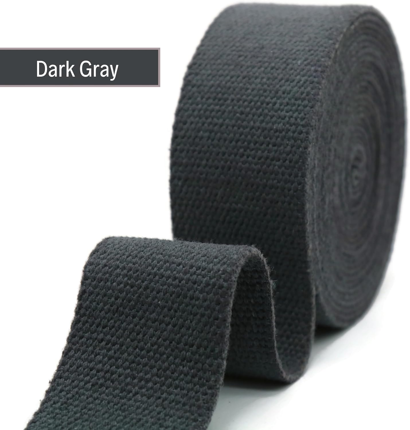 2" & 1.5'' & 1" Cotton Webbing - 5 Yards - 50+ Colors -%100 Natural Cotton - Turkish Woven 1 Inch 1.5 Inch 2 Inch Dark Gray Canvas Webbing for Sewing Straps Bags Climbing Indoors Craft DIY 11525…
