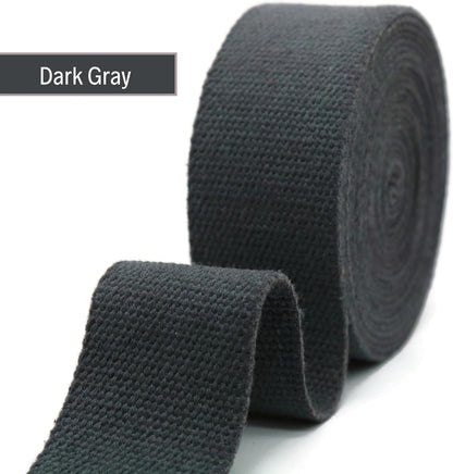 2" & 1.5'' & 1" Cotton Webbing - 5 Yards - 50+ Colors -%100 Natural Cotton - Turkish Woven 1 Inch 1.5 Inch 2 Inch Dark Gray Canvas Webbing for Sewing Straps Bags Climbing Indoors Craft DIY 11525…