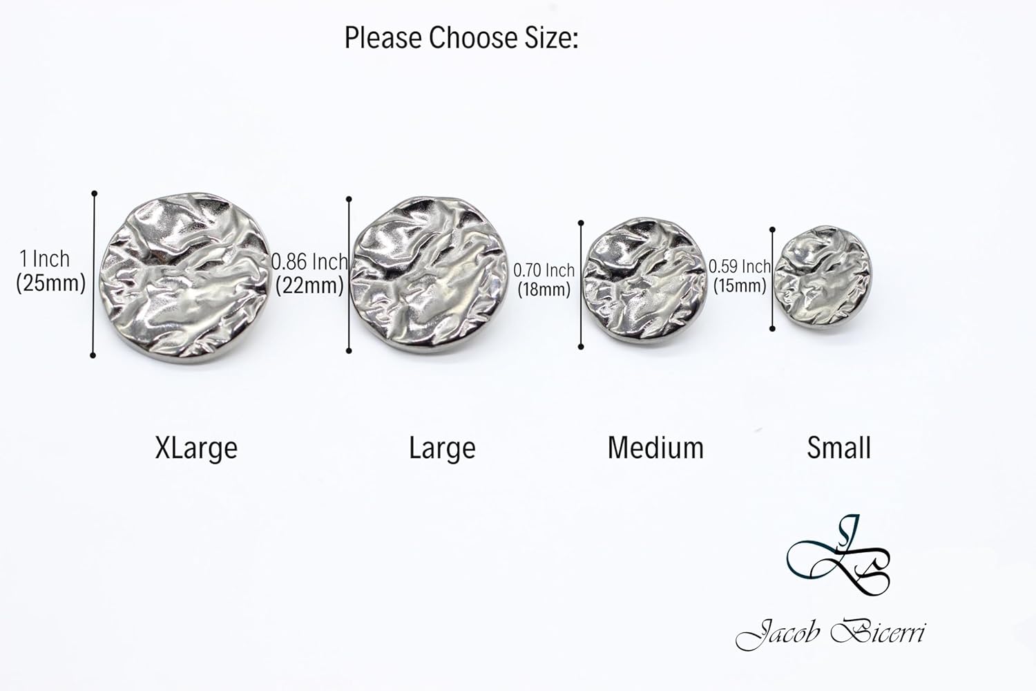 Wrinkle Black Metal Shank Buttons - 12 Pcs - 4 Size Options - Luxury Wrinkle Round Wave Metal Shank Buttons for Men Women Blazer Coat Uniform Shirt Suit and Jacket Sewing Craft DIY G4253…