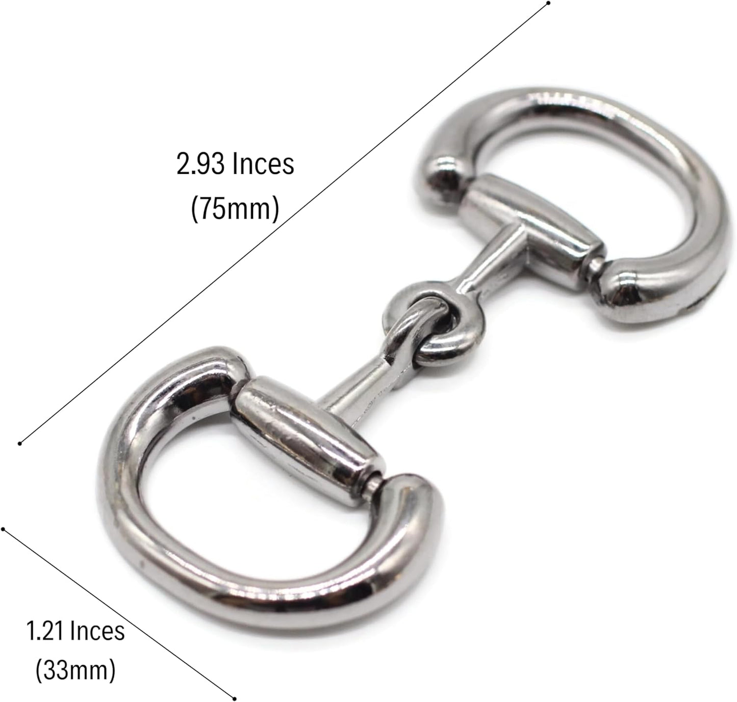 Metal Shoe Buckles - 2.93 Inch (75mm) - 2 Pcs - Black Metal Hinged Equestrian Buckles For Craft & Sewing Project BK0112