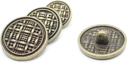Bronze Metal Shank Buttons - 12 Pcs - 3 Size Options - Weave Round Metal Shank Buttons for Men Women Blazer Coat Uniform Shirt Suit and Jacket Sewing Craft DIY N17203