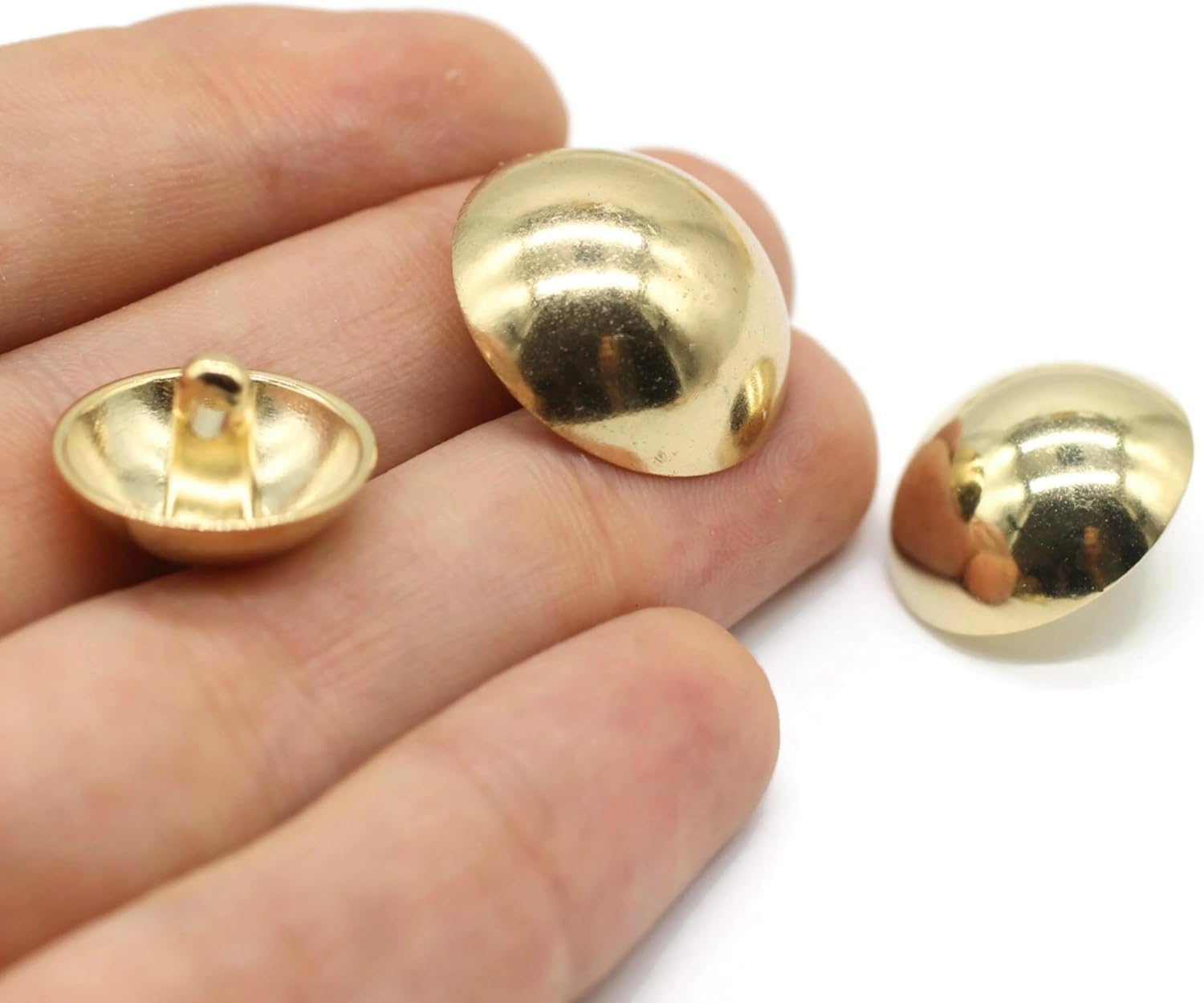 Gold Metal Shank Buttons - 12 Pcs - 3 Size Options - Curved Oval Round Metal Shank Buttons for Men Women Blazer Coat Uniform Shirt Suit and Jacket Sewing Craft DIY N5403