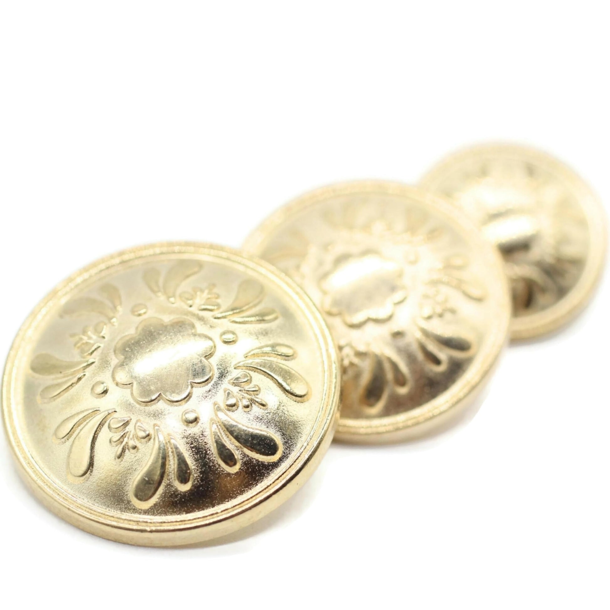 Silver Metal Shank Buttons - 12 Pcs - 3 Size Options - Floral Round Metal Shank Buttons for Men Women Blazer Coat Uniform Shirt Suit and Jacket Sewing Craft DIY N5801