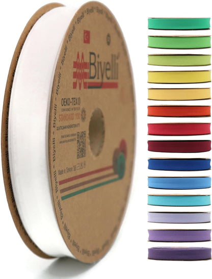 Cotton Fold Bias Tape - 3/4 Inches (20mm) Wide - 27 Yards - 65+ Colors - Single Fold Cotton Fold Bias Binding Tape for Sewing Clothing DIY (61. Antique White) D61