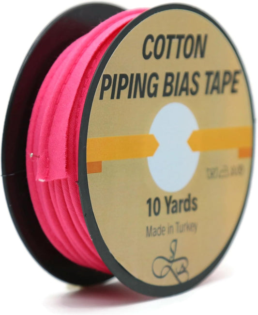 Piping Trim Bias Tape with Cord - 10 Yards - 65+ Colors - 1/2 Inch Decorative Sewing Trim for Upholstery Cushions Home Décor Crafting Clothing - Durable Cotton - Fuchsia ID24