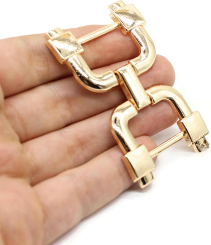 Metal Shoe Buckle - 2.62 Inch (66mm) - 2 Pcs - Gold Metal Shoe Buckle Shoelace Clips Metal Hinged Equestrian Buckles For Craft & Sewing Project BG2102