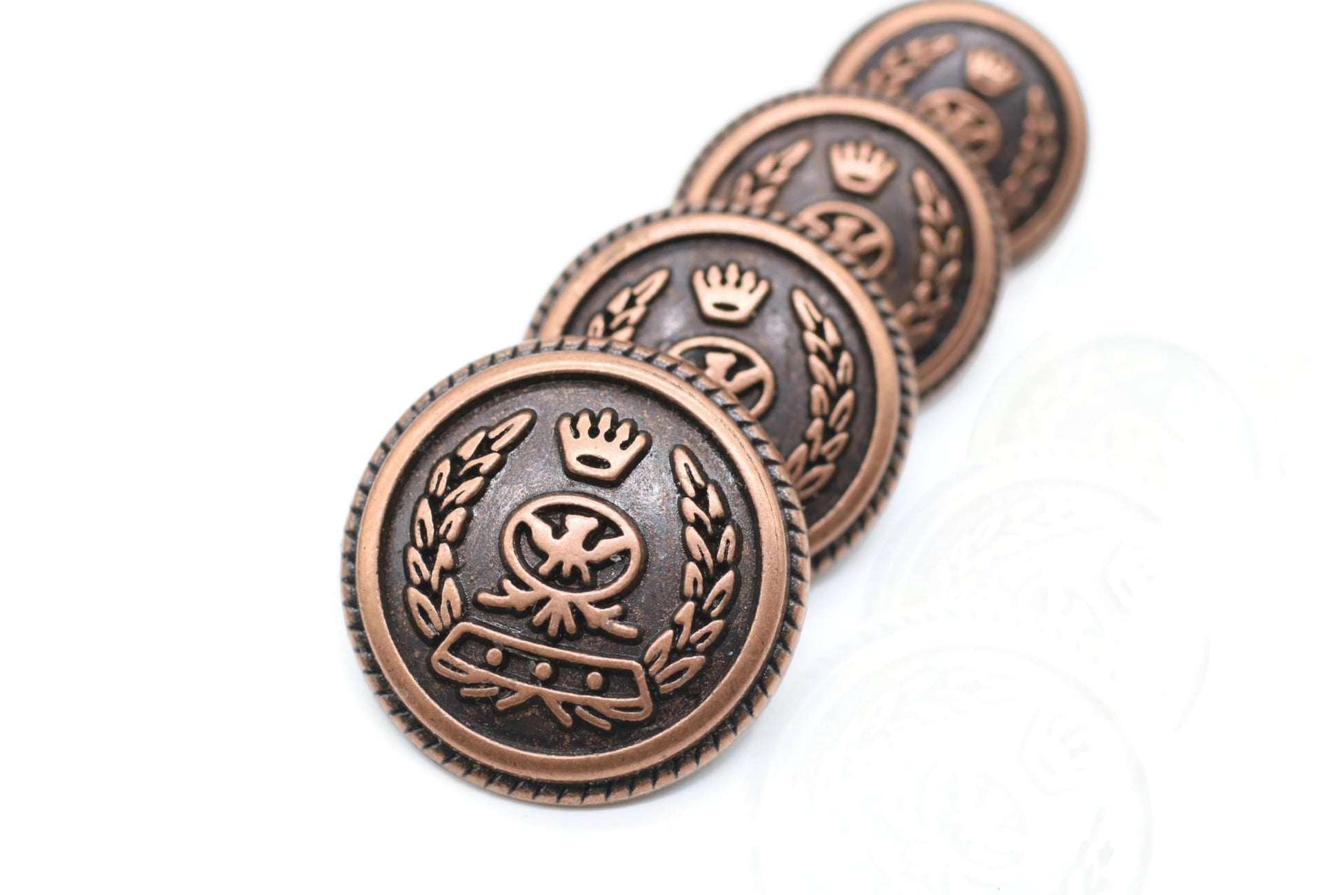 Gold Metal Shank Buttons - 12 Pcs - 4 Size Options - Crown Round Metal Shank Buttons for Men Women Blazer Coat Uniform Shirt Suit and Jacket Sewing Craft DIY N5701