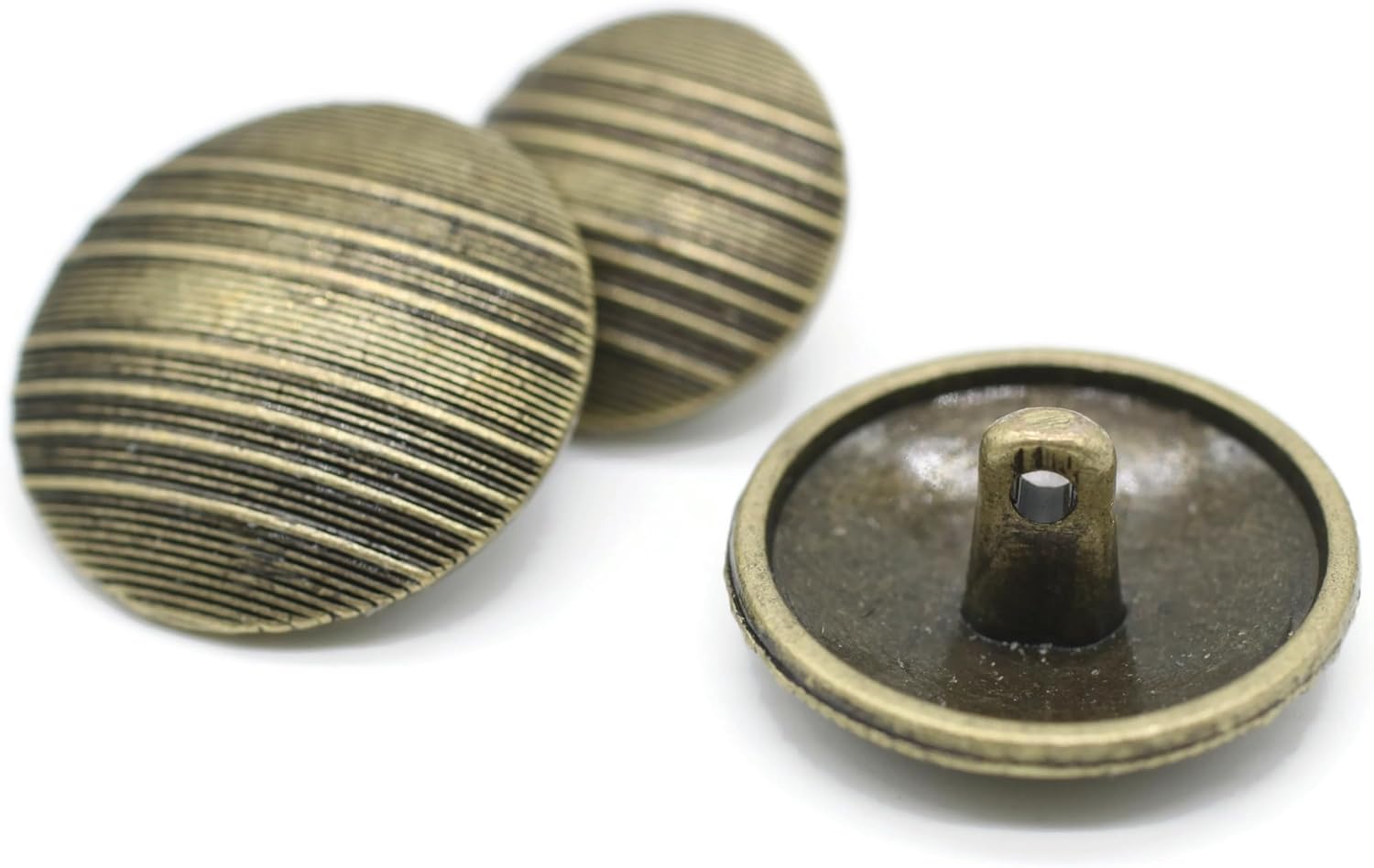 Bronze Metal Shank Buttons - 12 Pcs - 2 Size Options - Luxury Striped Round Wave Metal Shank Buttons for Men Women Blazer Coat Uniform Shirt Suit and Jacket Sewing Craft DIY N18002