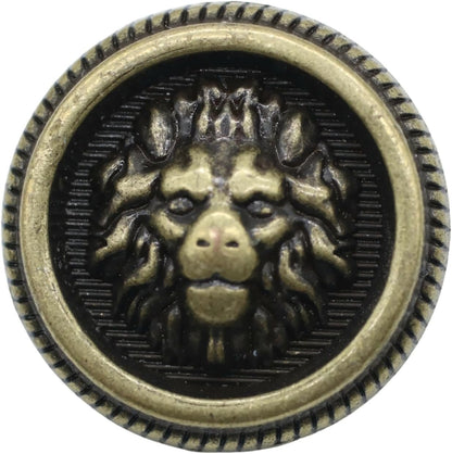 Lion Bronze Metal Shank Buttons - 12 Pcs - 3 Size Options - Luxury Crown Round Wave Metal Shank Buttons for Men Women Blazer Coat Uniform Shirt Suit and Jacket Sewing Craft DIY N14503