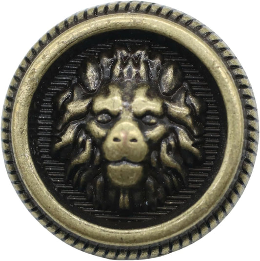 Lion Bronze Metal Shank Buttons - 12 Pcs - 3 Size Options - Luxury Crown Round Wave Metal Shank Buttons for Men Women Blazer Coat Uniform Shirt Suit and Jacket Sewing Craft DIY N14503