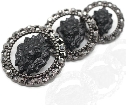 Luxury Rhinestone Metal Shank Buttons - 12 Pcs - 3 Size Options - Luxury Rhinestone Lion Metal Shank Buttons for Men Women Blazer Coat Uniform Shirt Suit and Jacket Sewing Craft DIY LR4240…