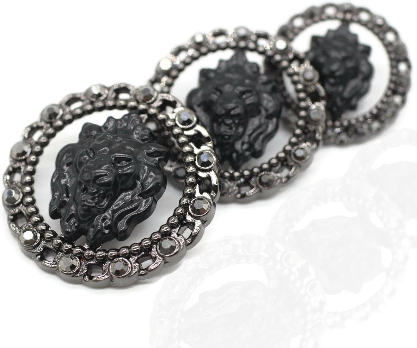 Luxury Rhinestone Metal Shank Buttons - 12 Pcs - 3 Size Options - Luxury Rhinestone Lion Metal Shank Buttons for Men Women Blazer Coat Uniform Shirt Suit and Jacket Sewing Craft DIY LR4240…