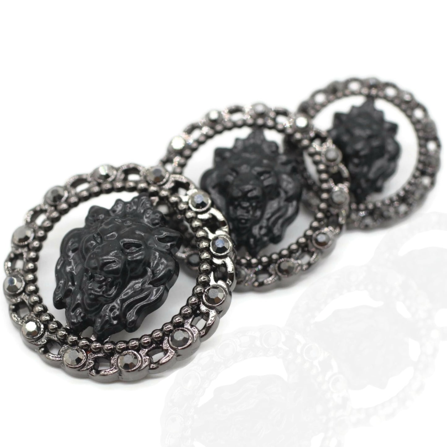 Luxury Rhinestone Metal Shank Buttons - 12 Pcs - 3 Size Options - Luxury Rhinestone Lion Metal Shank Buttons for Men Women Blazer Coat Uniform Shirt Suit and Jacket Sewing Craft DIY LR4240…