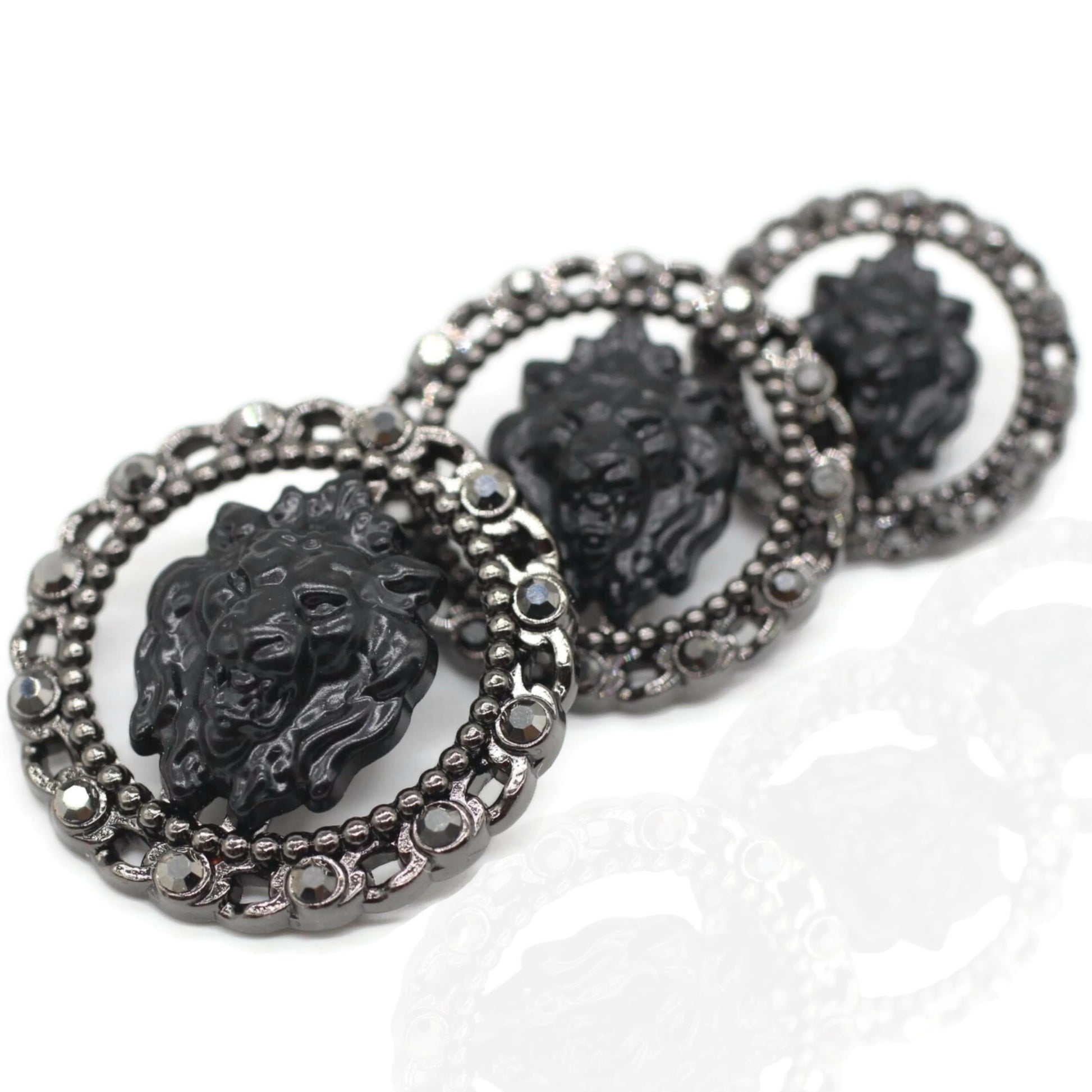 Luxury Rhinestone Metal Shank Buttons - 12 Pcs - 3 Size Options - Luxury Rhinestone Lion Metal Shank Buttons for Men Women Blazer Coat Uniform Shirt Suit and Jacket Sewing Craft DIY LR4240…