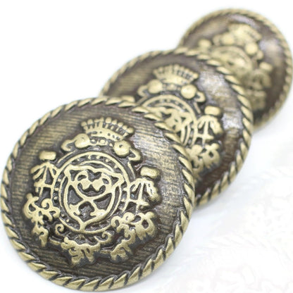 Crown Bronze Metal Shank Buttons - 12 Pcs - 3 Size Options - Luxury Royal Metal Shank Buttons for Men Women Blazer Coat Uniform Shirt Suit and Jacket Sewing Craft DIY N15003