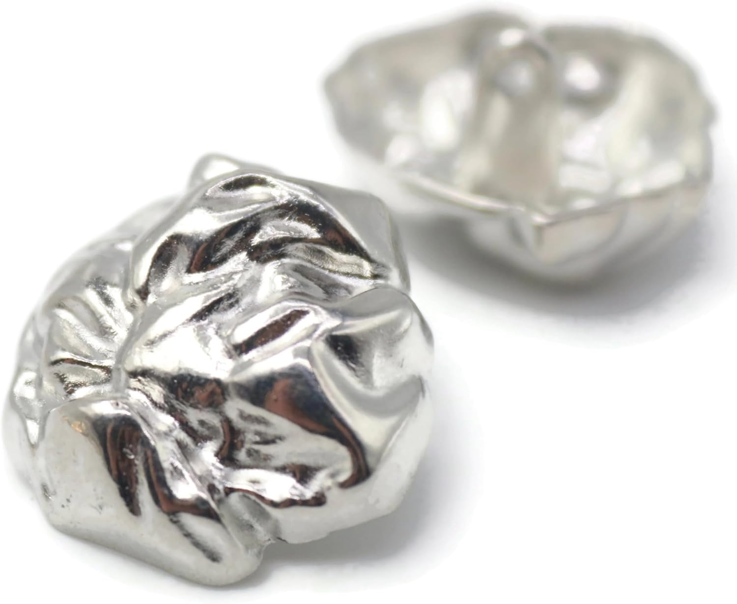 Silver Metal Shank Buttons - 12 Pcs - 2 Size Options - Wrinkle Irregular Metal Shank Buttons or Men Women Blazer Coat Uniform Shirt Suit and Jacket Sewing Craft DIY EM0202