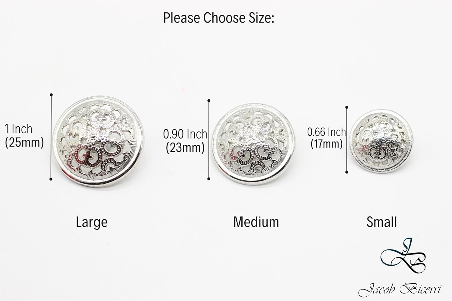 Baroque Silver Metal Shank Buttons - 12 Pcs - 3 Size Options - Luxury Baroque Round Wave Metal Shank Buttons for Men Women Blazer Coat Uniform Shirt Suit and Jacket Sewing Craft DIY BR5232…