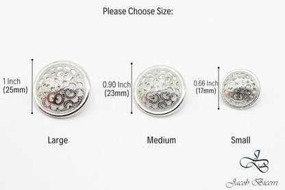 Baroque Silver Metal Shank Buttons - 12 Pcs - 3 Size Options - Luxury Baroque Round Wave Metal Shank Buttons for Men Women Blazer Coat Uniform Shirt Suit and Jacket Sewing Craft DIY BR5232…