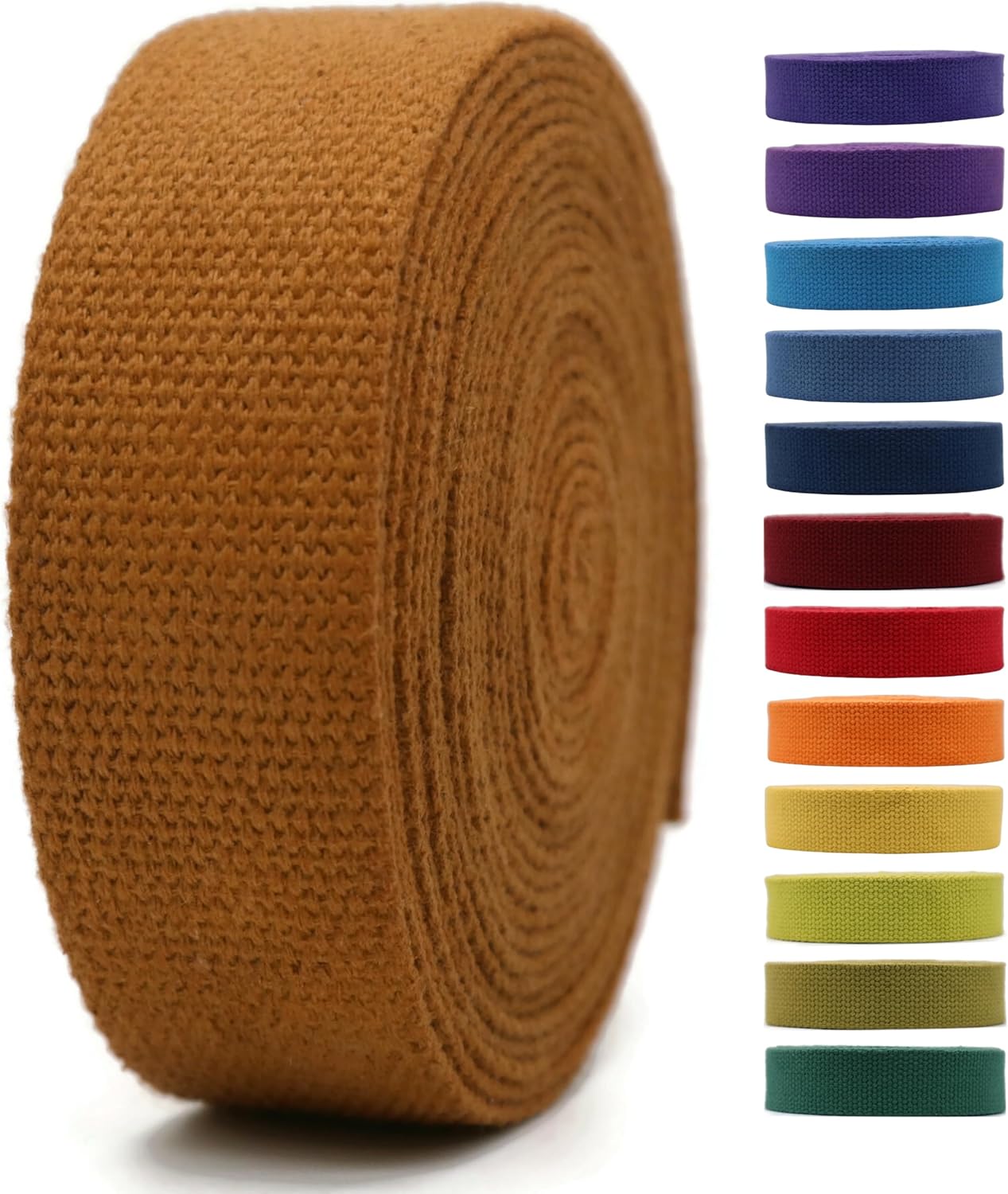 Cotton Webbing 2" &amp; 1.5'' &amp; 1" - 5 Yards - 50+ Colors -100% Natural Cotton - Turkish Woven - Heavy Duty1 Inch 1.5 Inch 2 Inch Canvas Webbing for Sewing Straps Bags Climbing Indoors Craft DIY 11465…