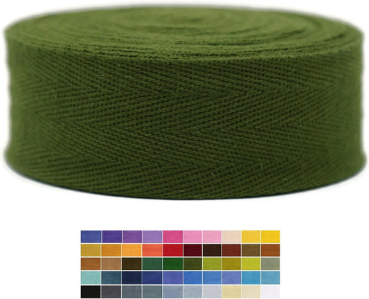 2" & 1.5" & 1.18'' & 1" Cotton Twill Tape - 10 Yards - 50+ Colors -%100 Natural Cotton 1 Inch 1.5 Inch 2 Inch Herringbone Bias Binding Cotton Tape Trim for Sewing Wrapping Craft DIY 10324 (MossGreen)…