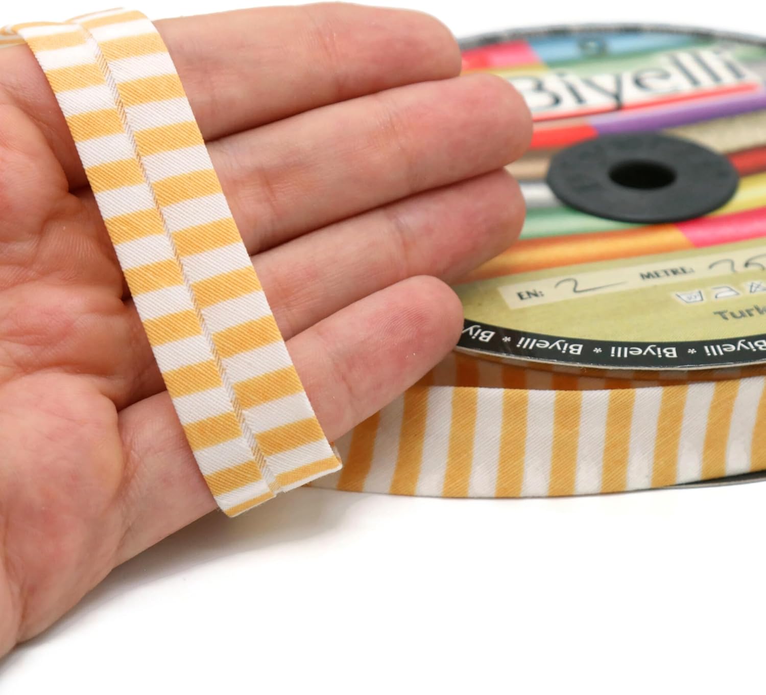 Cotton Fold Bias Binding Tape - 3/4 Inches (20mm) Wide - 27 Yards - Plaid Single Fold Cotton Fold Bias Binding Tape for Sewing Clothing DIY Yellow F6