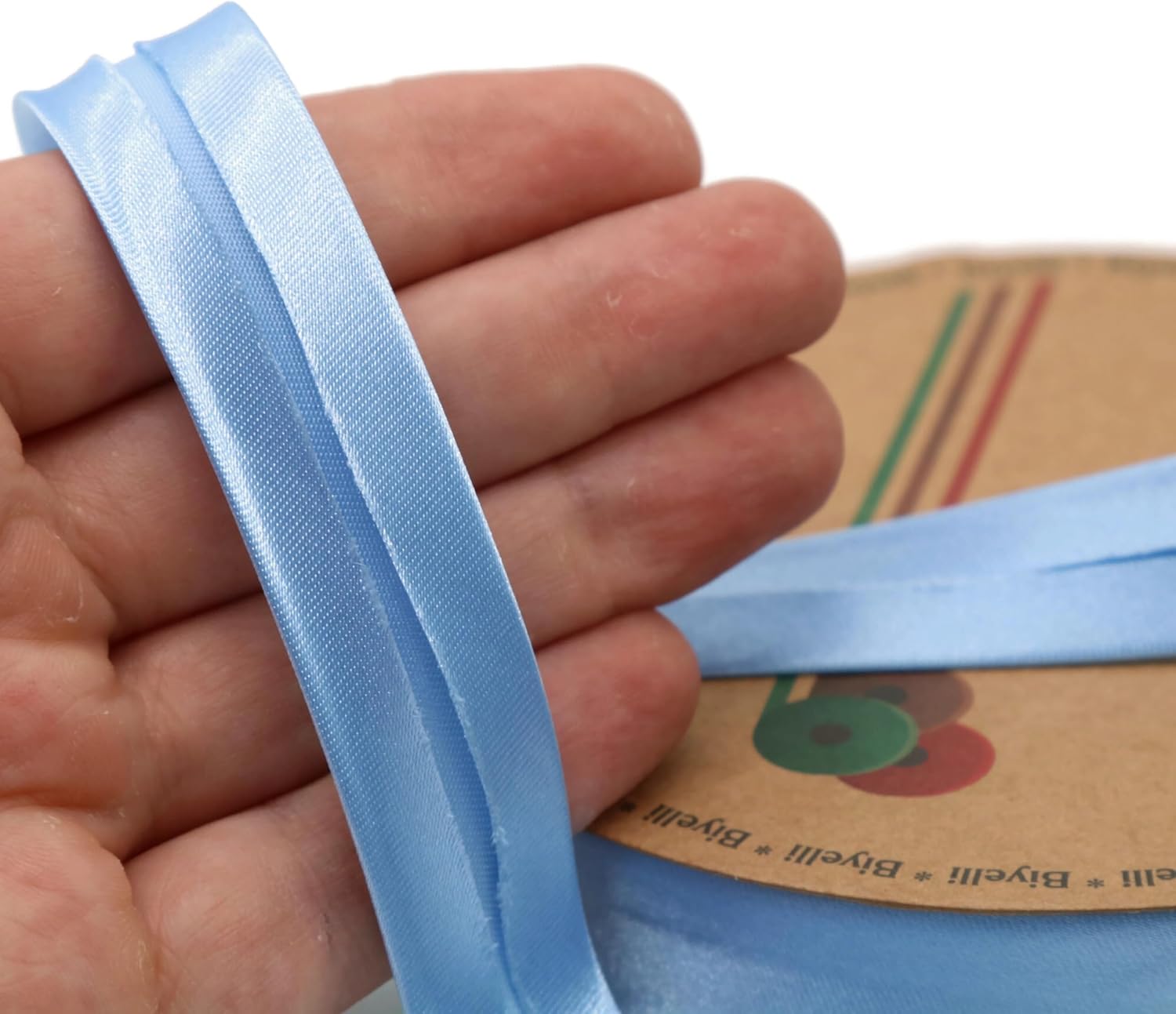 Fold Satin Bias Tape - 99+ Colors - 3/4 Inches Wide - 27 Yards - Fold Satin Binding Bias Ribbon Fabric Piping Bias Binding Tape for Sewing Clothing DIY (52. Sky Blue) BYS52