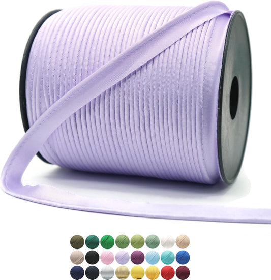 Luxury Satin Piping Trim - 109 Yards - 25+ Colors - Amethyst Color Satin Shiny Fold Piping Bias Tape Binding Lip Cord Welting Cord with Spool for Sewing Clothing Trimming Upholstery SP2659…