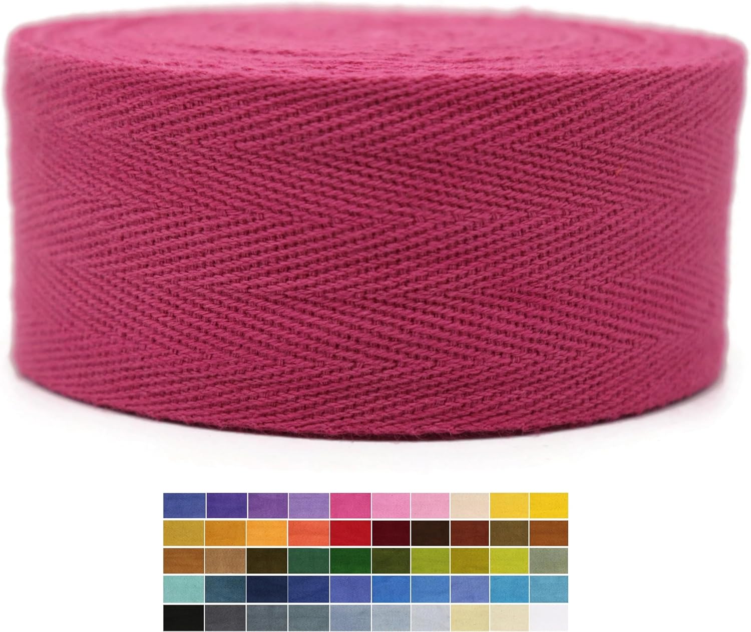 10 Yards Herringbone Cotton Twill Tape - 50+ Colors - Natural Cotton Herringbone Bias Binding Trim for Sewing Wrapping Craft DIY 10225 (Magenta)