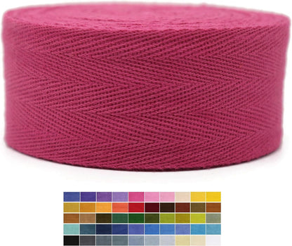 10 Yards Herringbone Cotton Twill Tape - 50+ Colors - Natural Cotton Herringbone Bias Binding Trim for Sewing Wrapping Craft DIY 10225 (Magenta)
