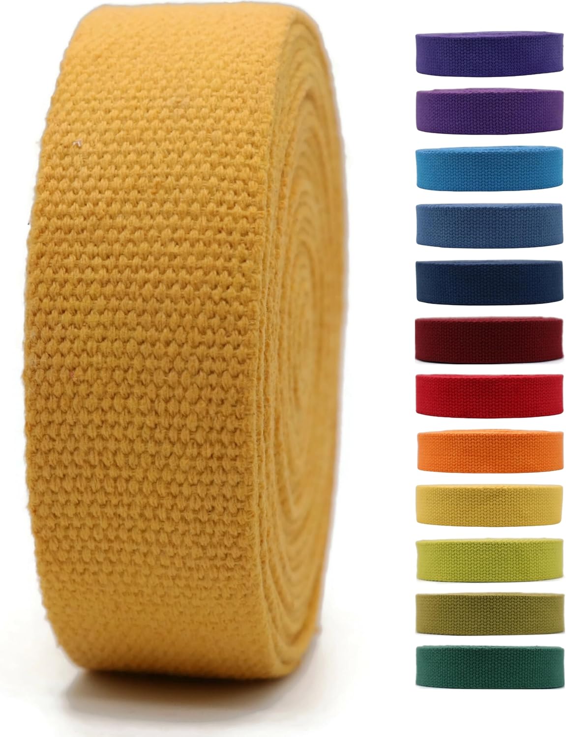 2" &amp; 1.5'' &amp; 1" Cotton Webbing - 5 Yards - 50+ Colors -100% Natural Cotton - Turkish Woven - Heavy Duty 1 Inch 1.5 Inch 2 Inch Webbing for Sewing Straps Bag Climbing Indoors Craft DIY 11125…