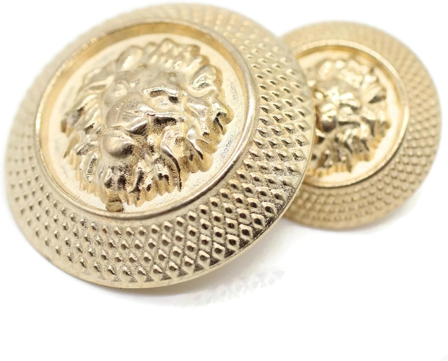 Gold Metal Shank Buttons - 12 Pcs - 2 Size Options - Luxury Kingdom Lion Round Metal Shank Buttons for Men Women Blazer Coat Uniform Shirt Suit and Jacket Sewing Craft DIY N0602
