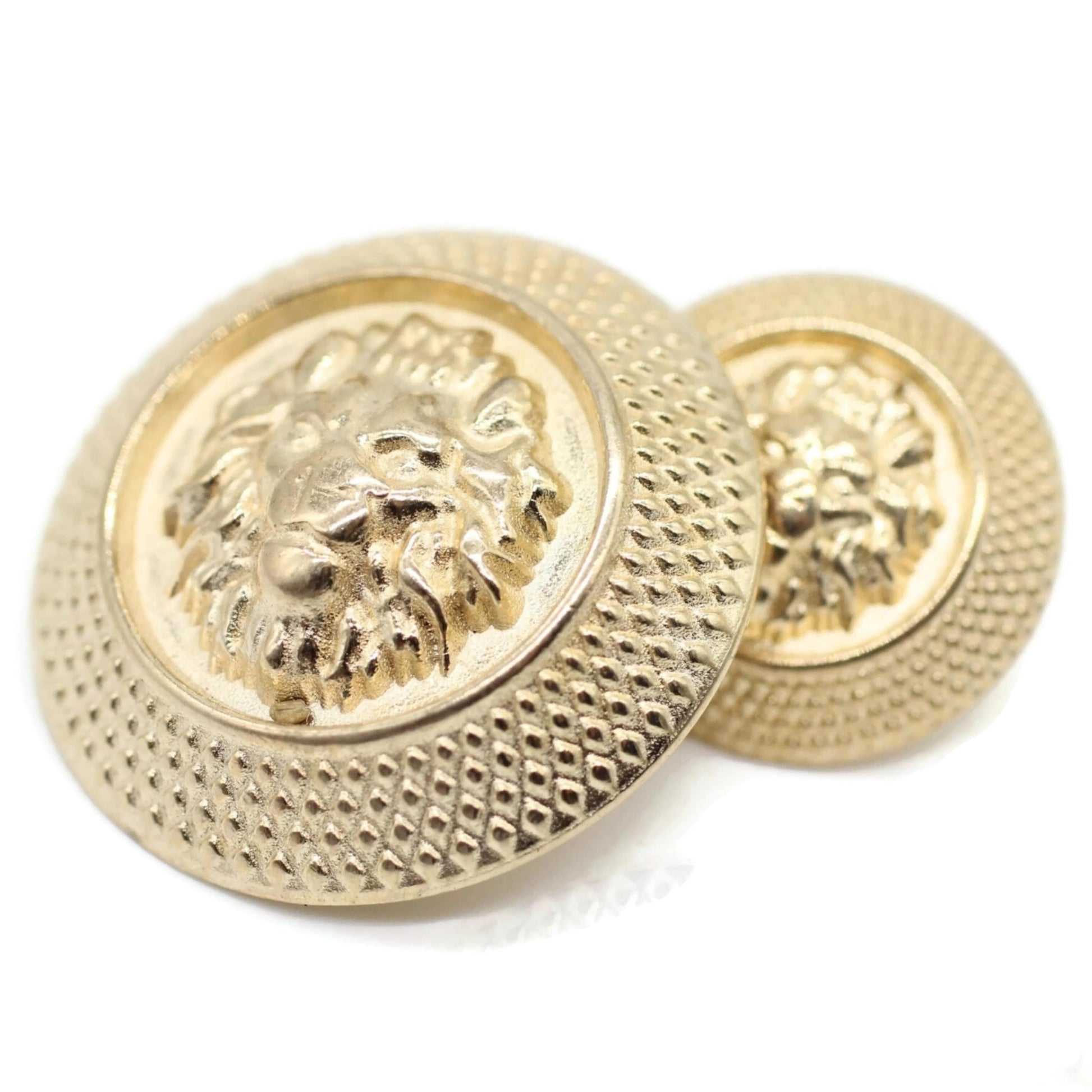 Silver Metal Shank Buttons - 12 Pcs - 2 Size Options - Luxury Lion Round Wave Metal Shank Buttons for Men Women Blazer Coat Uniform Shirt Suit and Jacket Sewing Craft DIY N9201