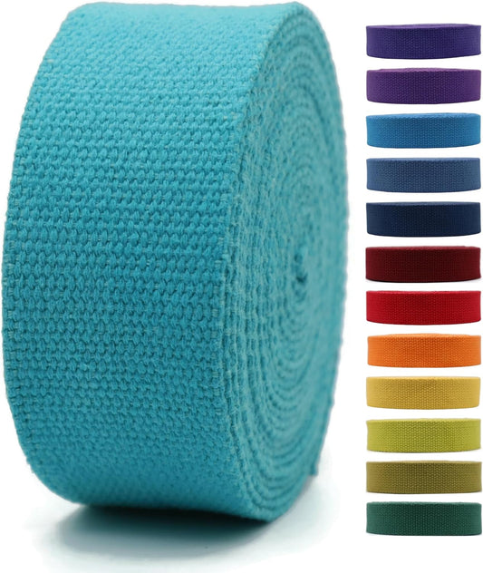 Cotton Webbing 2" & 1.5'' & 1" - 5 Yards - 50+ Colors -%100 Natural Cotton - Turkish Woven - Heavy 1 Inch 1.5 Inch 2 Inch Canvas Webbing for Sewing Straps Bags Climbing Indoors Craft DIY 11375…