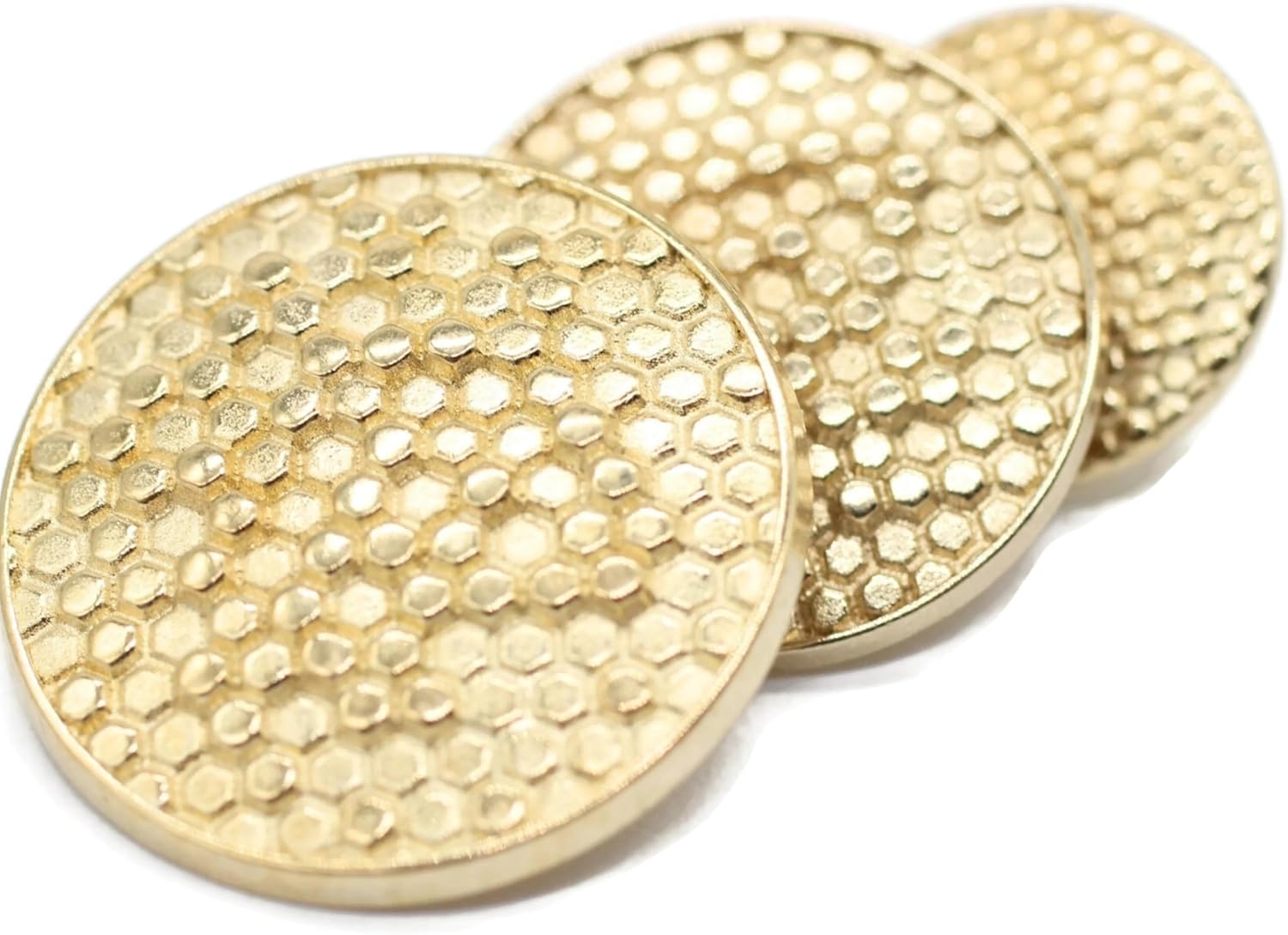 Gold Metal Shank Buttons - 12 Pcs - 3 Size Options - Beehive Round Metal Shank Buttons for Men Women Blazer Coat Uniform Shirt Suit and Jacket Sewing Craft DIY N5103