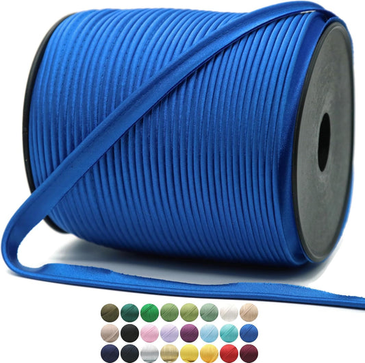 Navy Blue Luxury Satin Piping Trim - 10 Yards - 25+ Colors - Satin Shiny Double Fold Piping Bias Tape Binding Lip Cord Welting Cord with Spool for Sewing Clothing Trimming Upholstery SP266310…