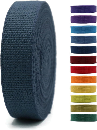 Cotton Webbing 2" &amp; 1.5'' &amp; 1" - 5 Yards - 50+ Colors -100% Natural Cotton - Turkish Woven - 1 Inch 1.5 Inch 2 Inch Dark Blue Canvas Webbing for Sewing Straps Bags Climbing Indoors Craft DIY 11435…