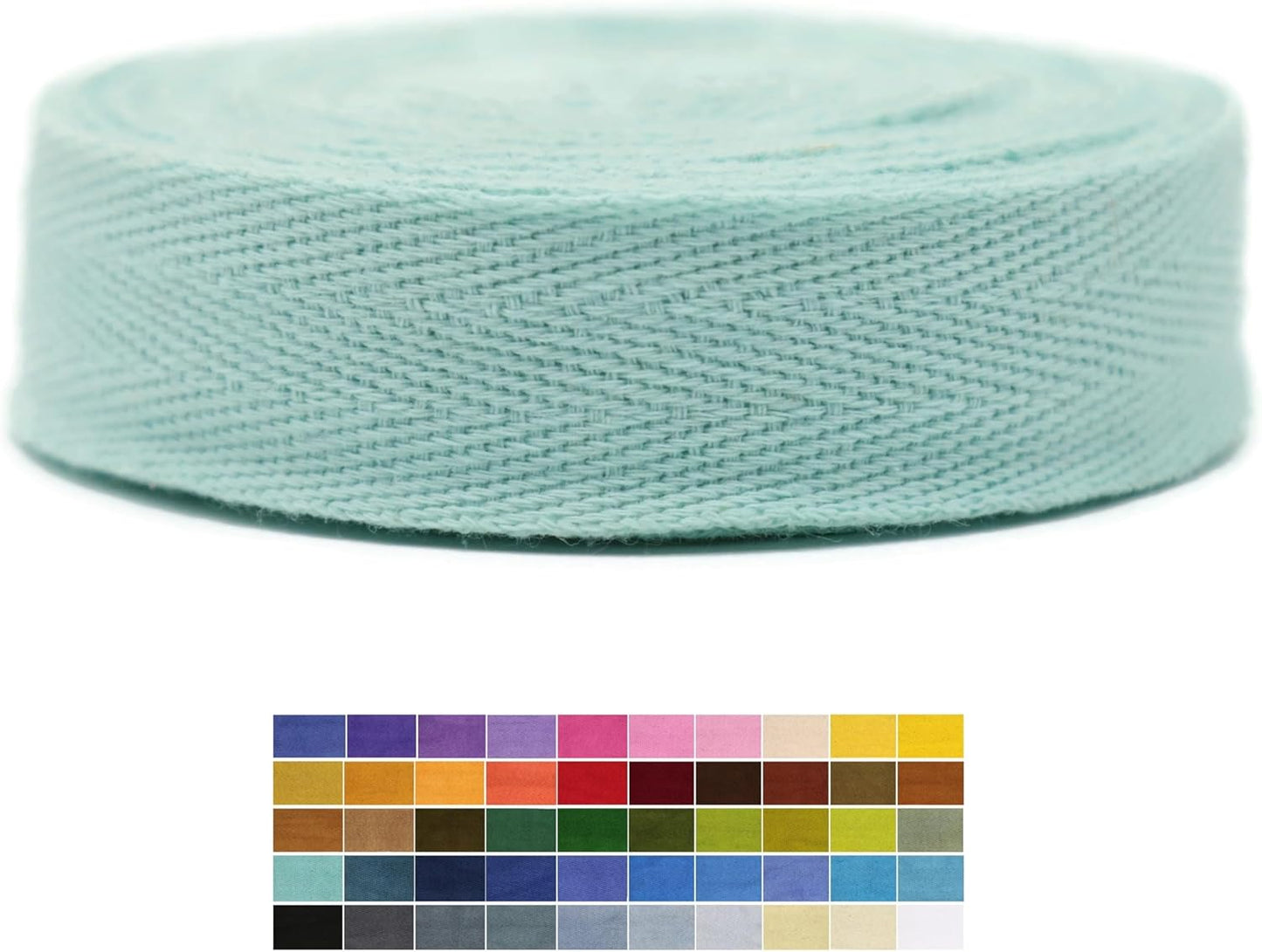 1" & 1.18" & 1.5' & 2" Cotton Herringbone Bias Binding Tape - 10 Yards - Maldives Green - 100% Natural Cotton - Craft & Sewing