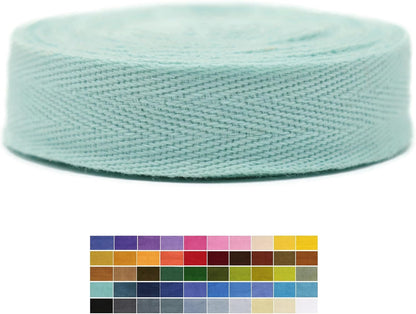 1" & 1.18" & 1.5' & 2" Cotton Herringbone Bias Binding Tape - 10 Yards - Maldives Green - 100% Natural Cotton - Craft & Sewing