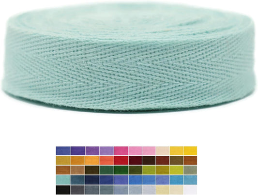 1" & 1.18" & 1.5' & 2" Cotton Herringbone Bias Binding Tape - 10 Yards - Maldives Green - 100% Natural Cotton - Craft & Sewing